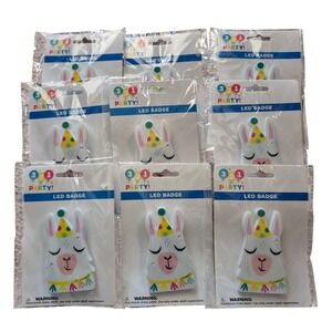 Lot of 9 LED Llama Party Badges Light Up Pins Birthday Party Supplies New